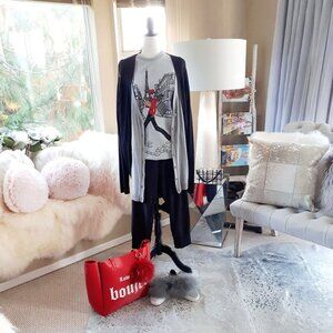 EUC Max Studio black & grey longline cardigan sweater, L